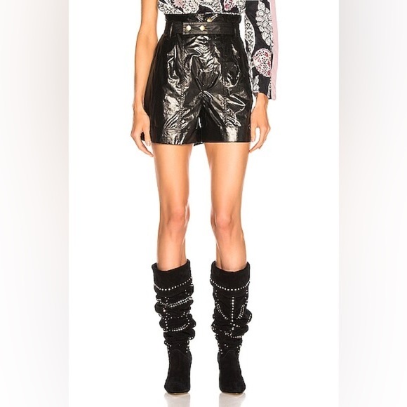 Isabel Marant Spring Collection Black Shorts Tweni Coated-Cotton FR40/US8 - Picture 2 of 16